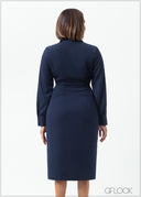 Button Down Wrap Detailed Midi Dress - 160625