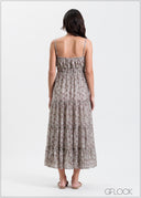 Bustier Detailed Tiered Maci Dress - 310325