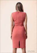 Cap Sleeve Dress With Front Details - 160525