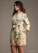 V-Neck Printed Dress - 180526