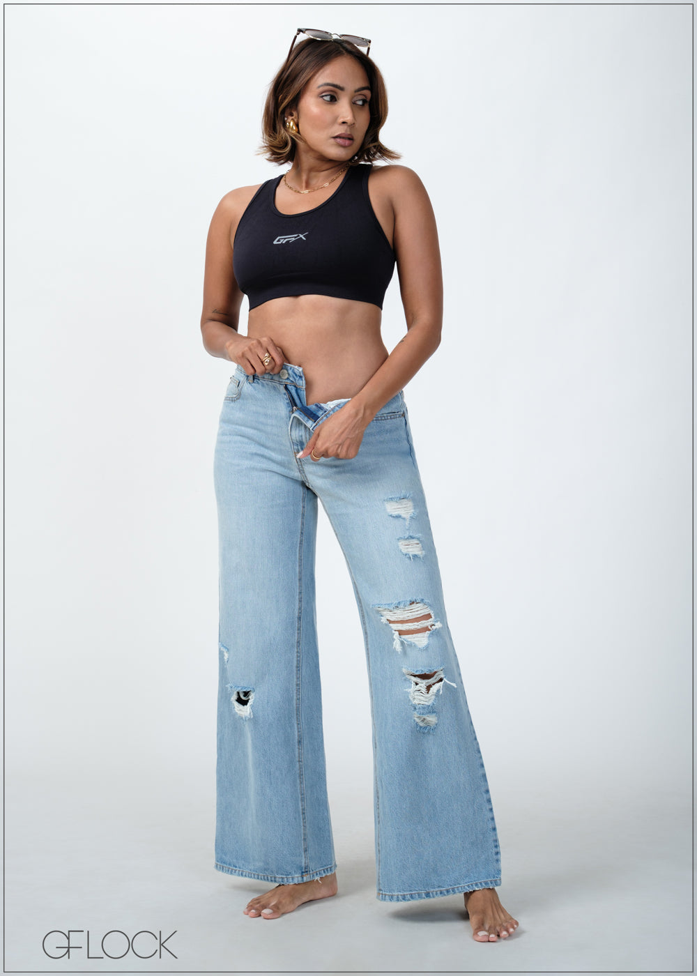 Wide Leg Light Wash Jean - 090425