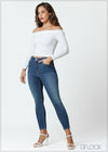 Mid Wash High rise Skinny Jean - 080325