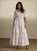 Printed Cutlawn Dress - 290526C