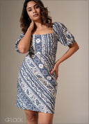 Puff Sleeve Mini Dress - 090126