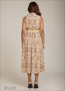 Collared Midi Dress With Belt - 301026