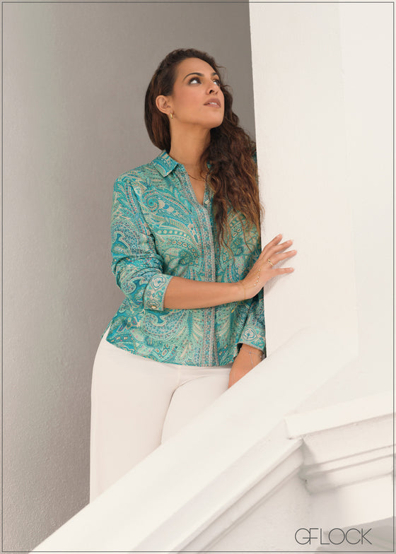 Aqua Printed Shirt - 231125