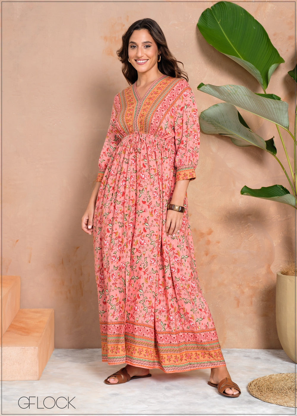 Border Print Boho Dress - 021224