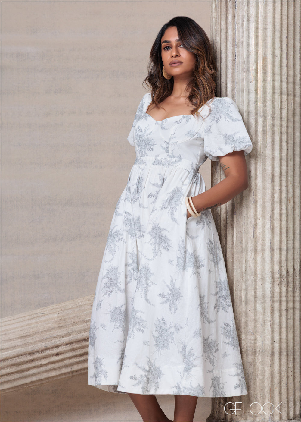 Printed Midi Dress - 201025