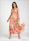 Floral Tiered Strappy Dress - 281024