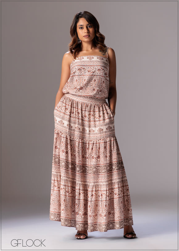 Printed Tiered Skirt - 281225
