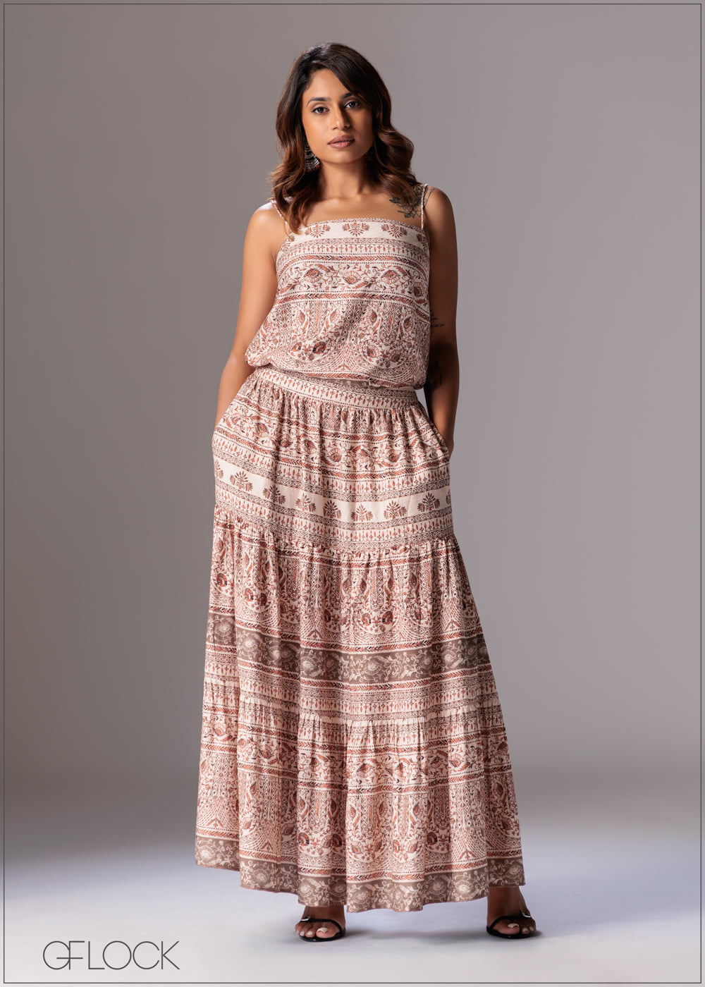 Printed Tiered Skirt - 281225
