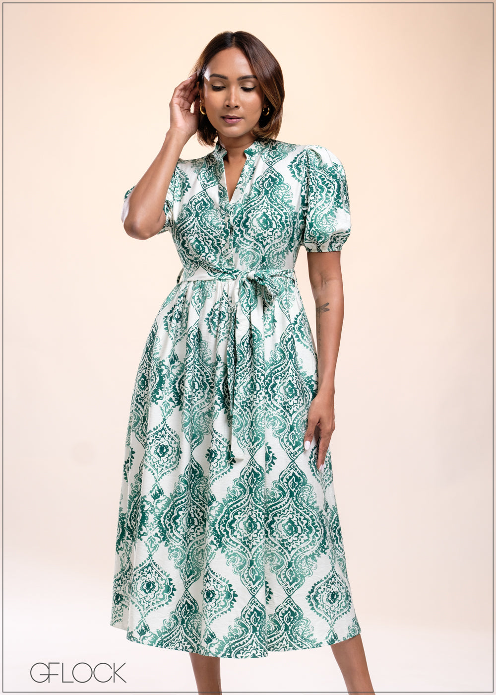 Printed Shirt Dress - 040825