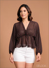 BALLOON SLEEVE CRINKLE TOP