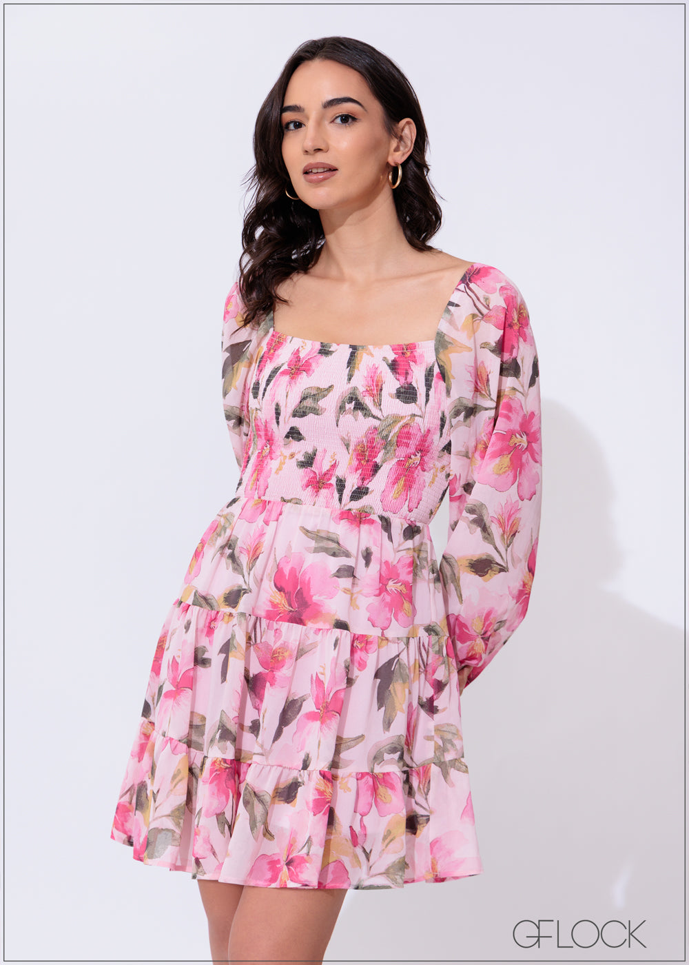 Floral Printed Tiered Mini Dress - 300425