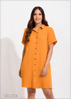 Short Sleeve Shirt Dress - 050623