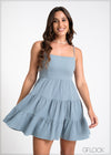 Strappy Tiered Gauze Dress - 090924