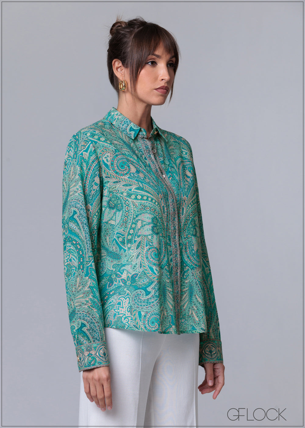 Aqua Printed Shirt - 231125