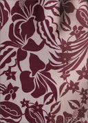 Printed v neck long sleeve satin midi dress