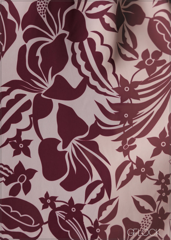 Printed v neck long sleeve satin midi dress