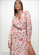 Printed Wrap Midi Skirt - 090226