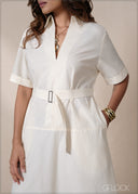 Belt Detail Shirt Dress - 220826