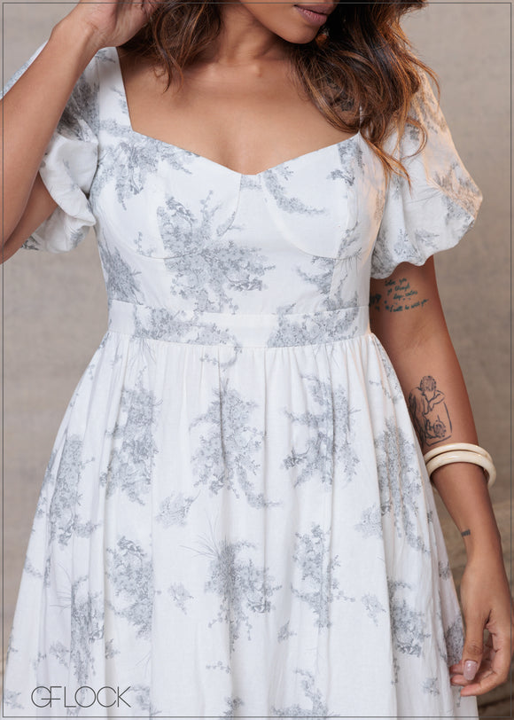 Printed Midi Dress - 201025