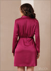 Long Sleeved Shawl Collared Dress - 011223
