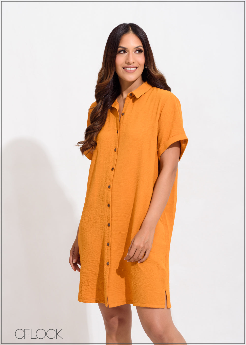 Short Sleeve Shirt Dress - 050623