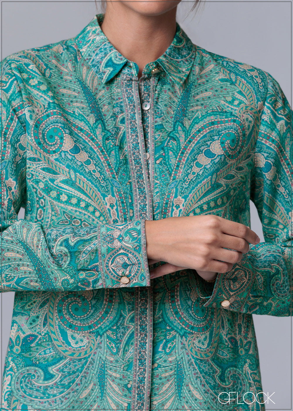 Aqua Printed Shirt - 231125