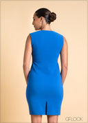 Bodycon Dress With Front Opening - 250324
