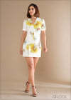 Short Sleeves Seam Detailed Printed Dress - 140324