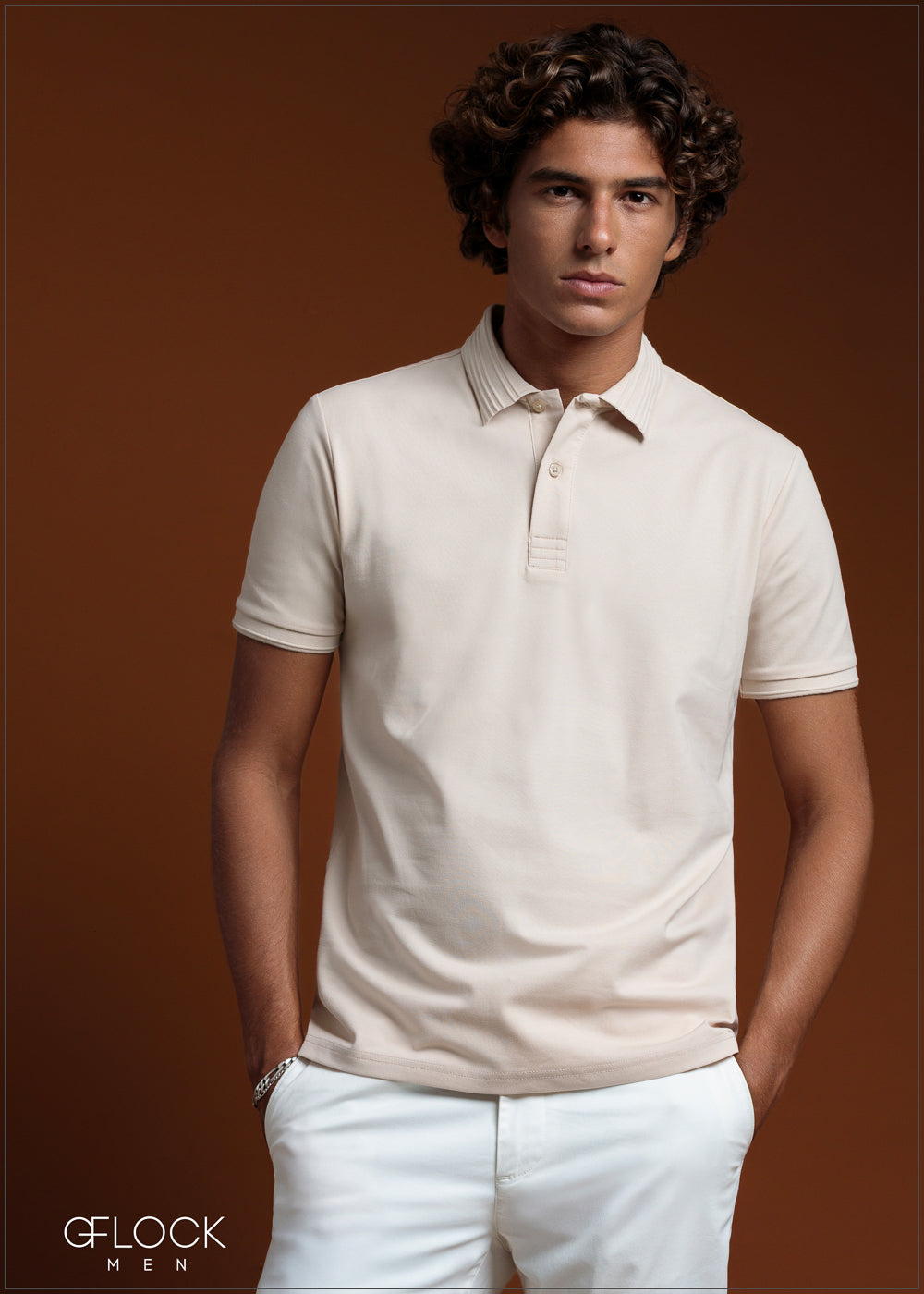 Embossed Collar Polo T-Shirt - 080425