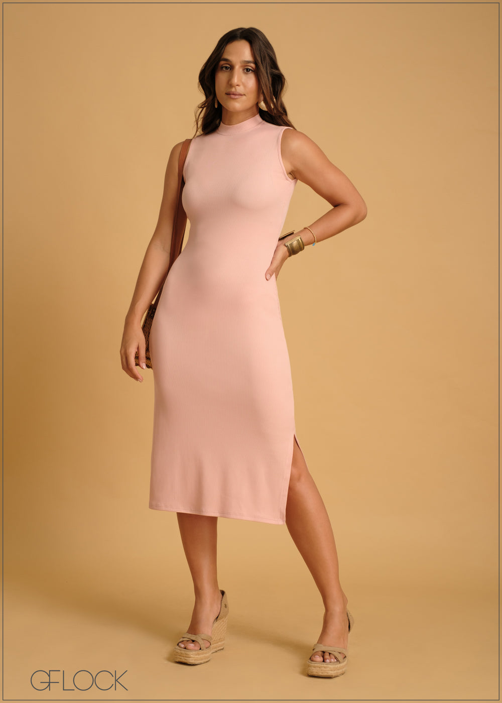 Sleeveless High Neck Midi Dress - 280924