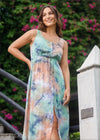 Tie Dye Ruffle Hem Maxi Dress - 020824