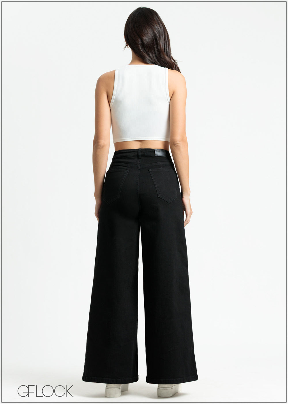 Black Denim Flared Pant - 100325