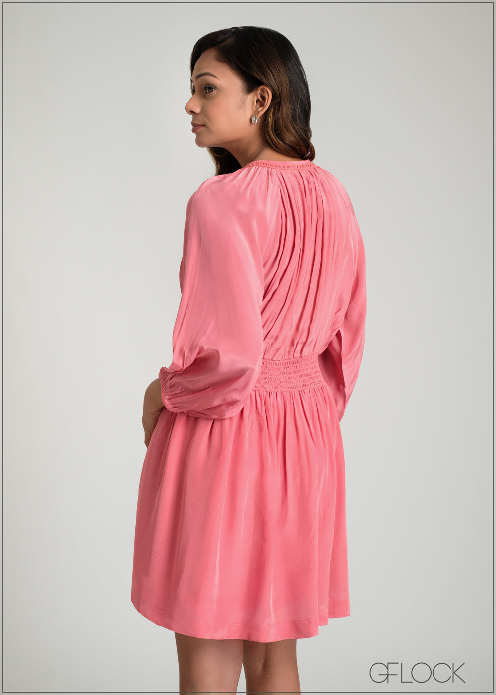 Tie Neck Detail Mini Dress - 100425IE