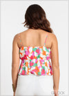 Shoulder Ruffle Hem Floral Cami Top - 211024