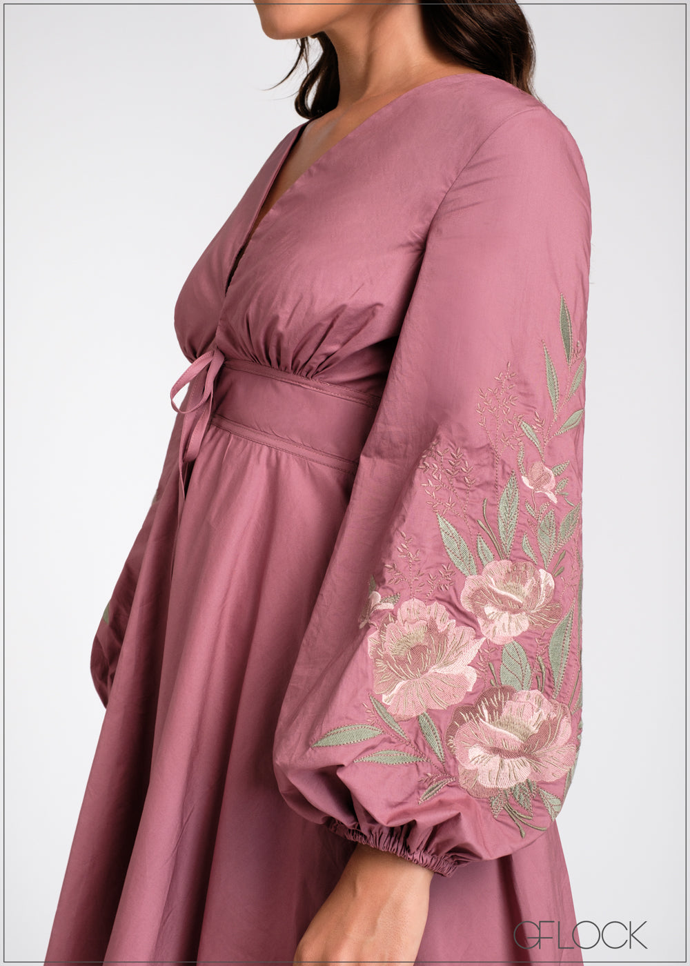 Embroidered Sleeve Mini Dress - 100225