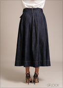 Midi Denim Pleated Skirt - 241225D