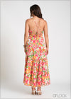 Floral Tiered Strappy Dress - 281024