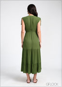 V-Neck Tiered Mini Dress - 310325