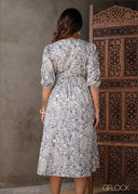 Printed V-Neck Dress (Premium Cotton) - 131025