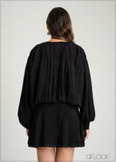 Tie Neck Mini Dress - 100425IE