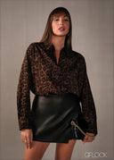 Asymmetric Leather Skort - 160326