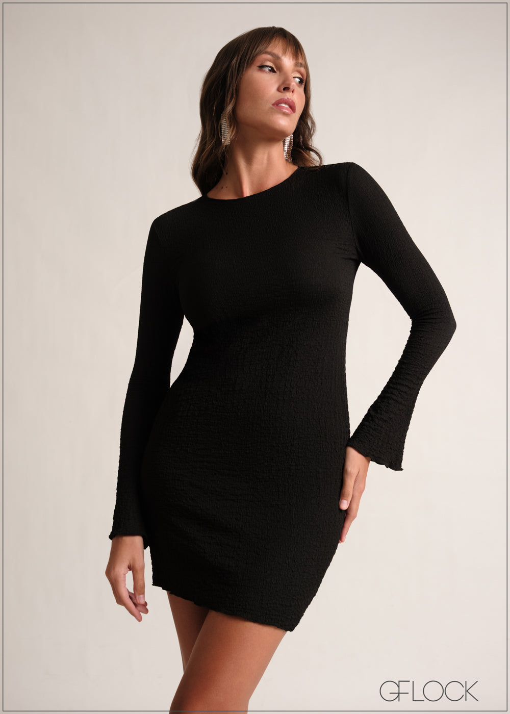 Boat Neck Mini Dress - 190126