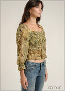 Long Sleeve Peplum Top - 030826
