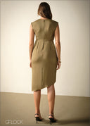 Front Ruched Sleeveless Midi Dress - 271125