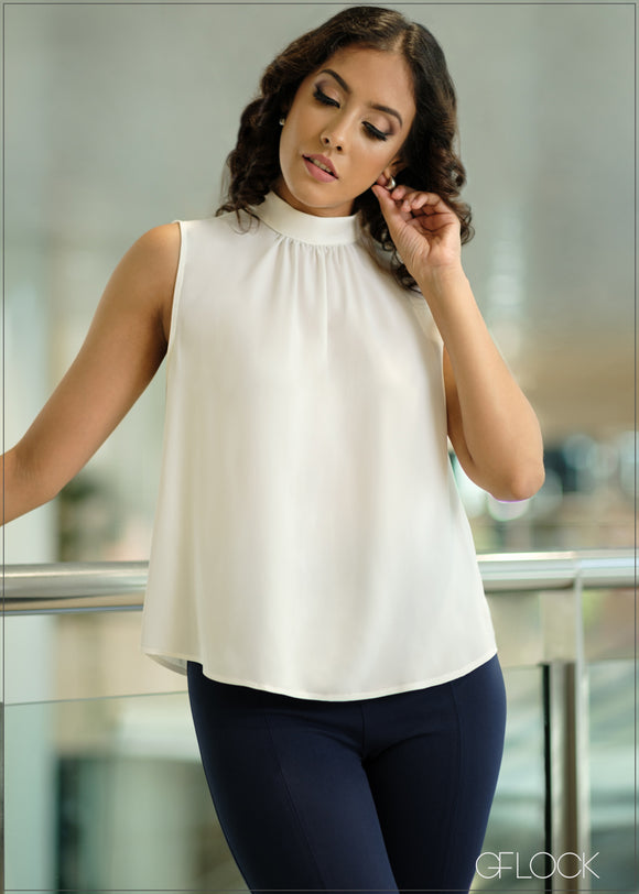 Sleeveless Top With Cowl Neck - 270923