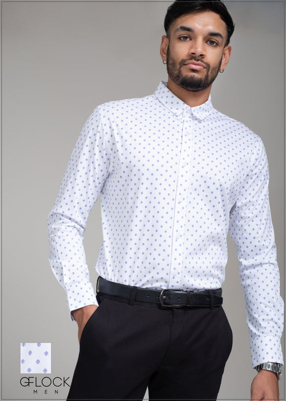 Printed Normal Collar Long Sleeve Knit Shirt - 240523 - 03