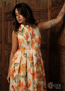 Pintuck Detail Printed Dress - 110426